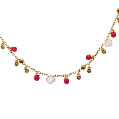 Alternate image for Gold-Plated Necklace and Earrings Set with Multi-Gemstones Posh Contrast