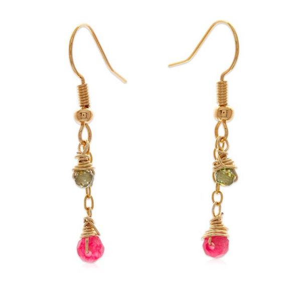 Alternate image for Gold-Plated Necklace and Earrings Set with Multi-Gemstones Posh Contrast