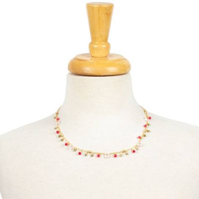 Alternate image for Gold-Plated Necklace and Earrings Set with Multi-Gemstones Posh Contrast
