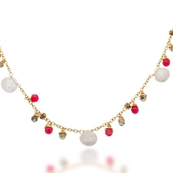 Alternate image for 14k Gold-Plated Multi-Gemstone Necklace and Earrings Set Drops of Glamour