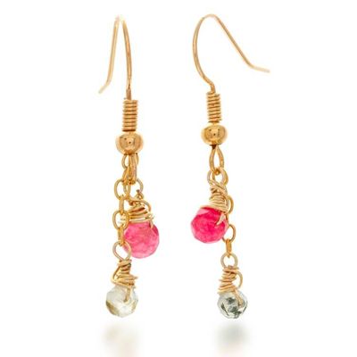 Alternate image for 14k Gold-Plated Multi-Gemstone Necklace and Earrings Set Drops of Glamour