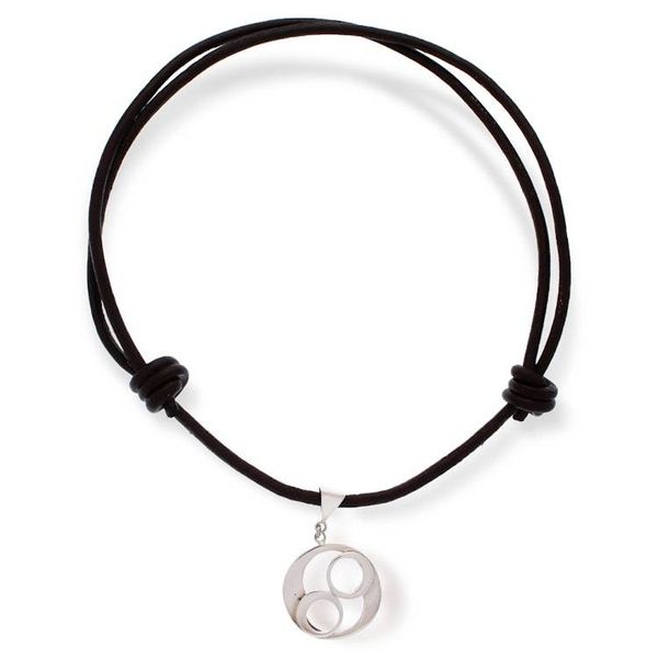 Alternate image for Taxco Sterling Silver and Leather Pendant Necklace Ometeotl