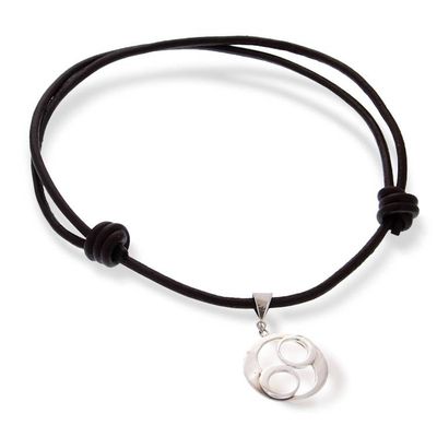 Alternate image for Taxco Sterling Silver and Leather Pendant Necklace Ometeotl