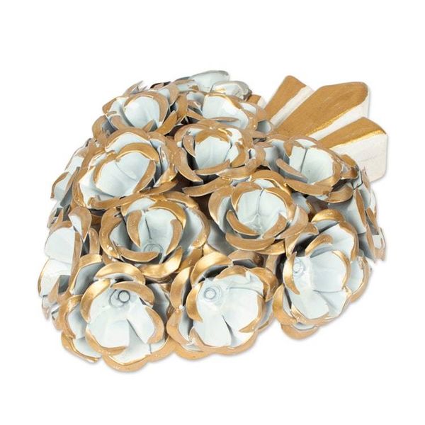 Alternate image for Gold-Tone Rose Sacred Heart White Wood Wall Sculpture White Rose Heart