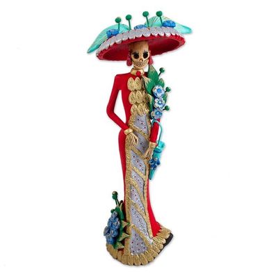 Alternate image for Hand Crafted and Painted Ceramic Catrina Sculpture La Catrina Esperanza