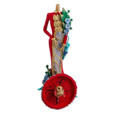 Alternate image for Hand Crafted and Painted Ceramic Catrina Sculpture La Catrina Esperanza