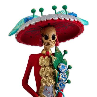 Alternate image for Hand Crafted and Painted Ceramic Catrina Sculpture La Catrina Esperanza