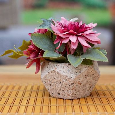 Alternate image for Hexagonal Rustic Recycled Stone Decorative Flower Pot Modern Hexagon