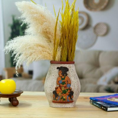 Alternate image for Mexican Archaeological Ceramic Vase Crafted by Hand Maya King of Palenque