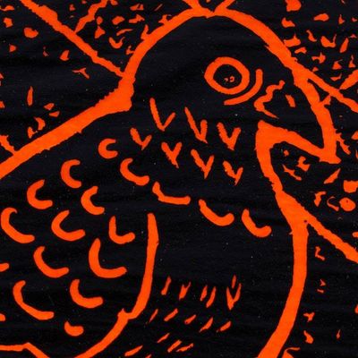Alternate image for Traditional Animal-Themed Wood Block Print in Orange Such Big Eyes For a Pigeon III