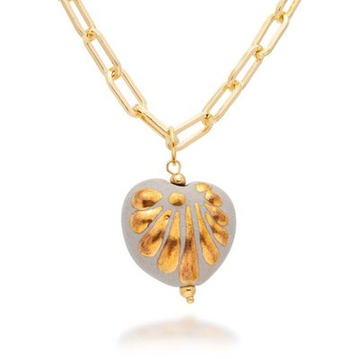 Alternate image for Romantic Talavera-Inspired Gold-Accented Pendant Necklace Heartfelt Caress