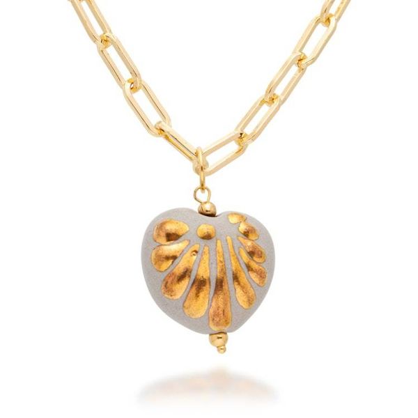 Alternate image for Romantic Talavera-Inspired Gold-Accented Pendant Necklace Heartfelt Caress