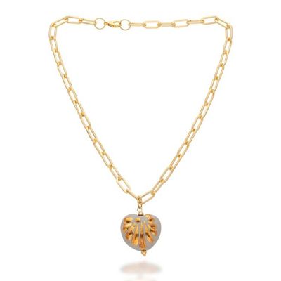Alternate image for Romantic Talavera-Inspired Gold-Accented Pendant Necklace Heartfelt Caress