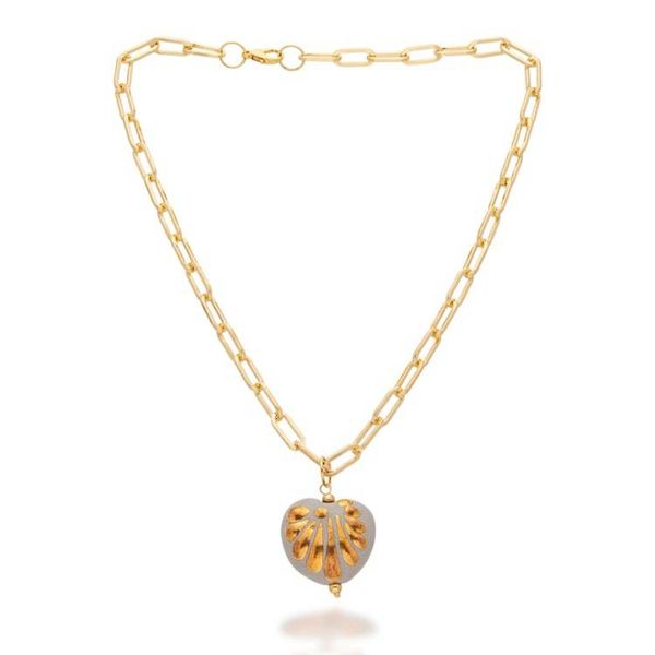 Alternate image for Romantic Talavera-Inspired Gold-Accented Pendant Necklace Heartfelt Caress