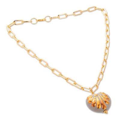 Alternate image for Romantic Talavera-Inspired Gold-Accented Pendant Necklace Heartfelt Caress