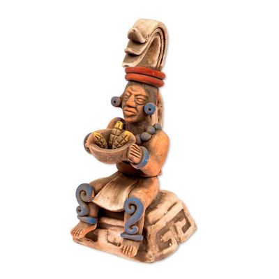 Alternate image for Mexico Archaeology Terracotta Corn God Sculpture Offering of Maize