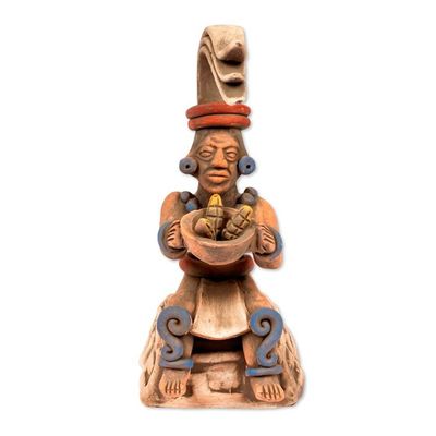 Alternate image for Mexico Archaeology Terracotta Corn God Sculpture Offering of Maize
