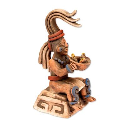 Alternate image for Mexico Archaeology Terracotta Corn God Sculpture Offering of Maize