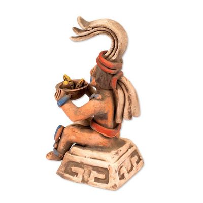 Alternate image for Mexico Archaeology Terracotta Corn God Sculpture Offering of Maize