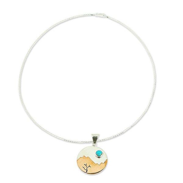 Alternate image for Collectible Turquoise and Taxco Fine Silver Pendant Necklace Taxco at Dusk