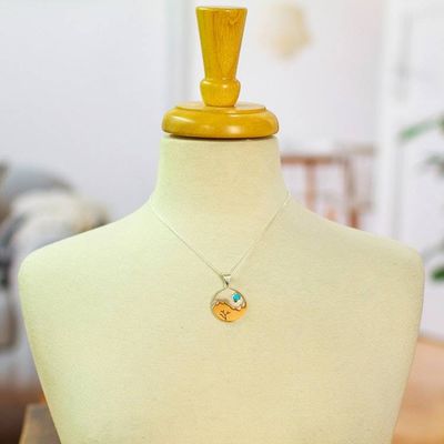 Alternate image for Collectible Turquoise and Taxco Fine Silver Pendant Necklace Taxco at Dusk