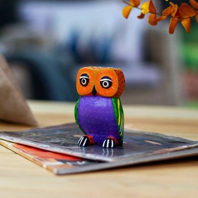 Primary image for Mexican Hand Painted Copal Wood Owl Alebrije Sculpture Nocturnal Mirage