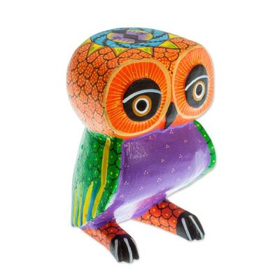 Alternate image for Mexican Hand Painted Copal Wood Owl Alebrije Sculpture Nocturnal Mirage