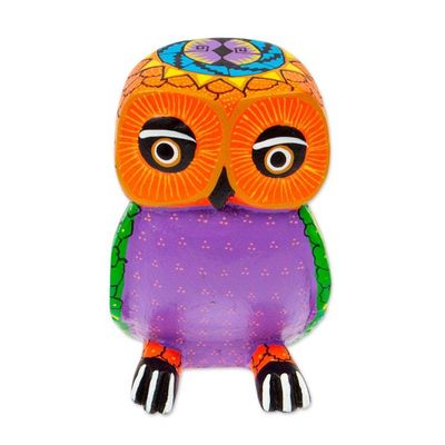 Alternate image for Mexican Hand Painted Copal Wood Owl Alebrije Sculpture Nocturnal Mirage