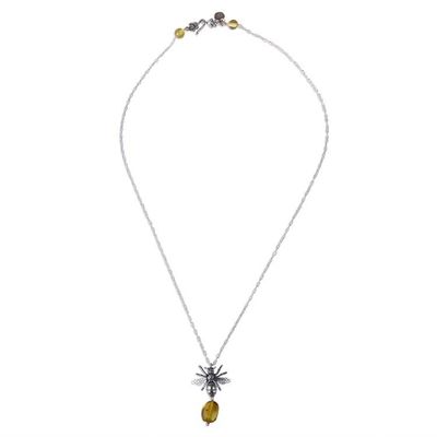 Alternate image for Bee-Themed Amber Pendant Necklace from Mexico Worker Bee