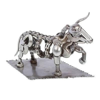 Alternate image for Rustic Recycled Metal Bull Sculpture Rustic Bull