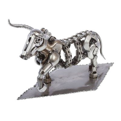 Alternate image for Rustic Recycled Metal Bull Sculpture Rustic Bull