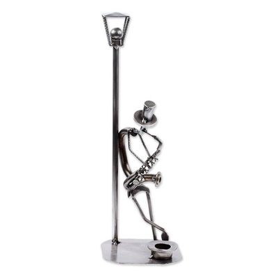 Alternate image for Auto Part and Recycled Metal Musician Sculpture Sax on the Corner
