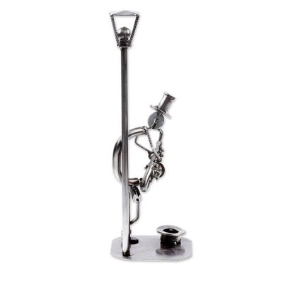 Alternate image for Auto Part and Recycled Metal Musician Sculpture Sax on the Corner