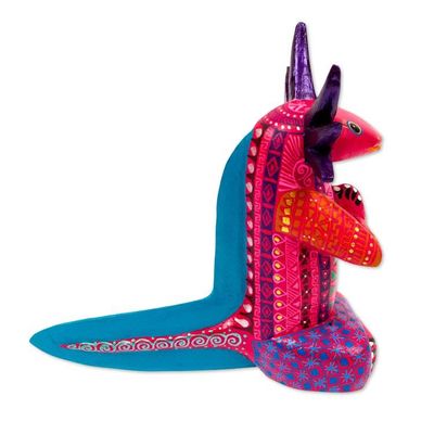 Alternate image for Colorful Axolotl Alebrije Figurine from Mexico Lotus Axolotl