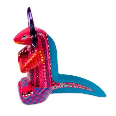 Alternate image for Colorful Axolotl Alebrije Figurine from Mexico Lotus Axolotl
