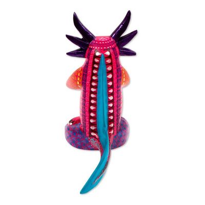 Alternate image for Colorful Axolotl Alebrije Figurine from Mexico Lotus Axolotl