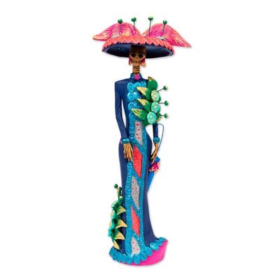 Alternate image for Artisan Crafted Ceramic Catrina Statuette La Catrina Estrella