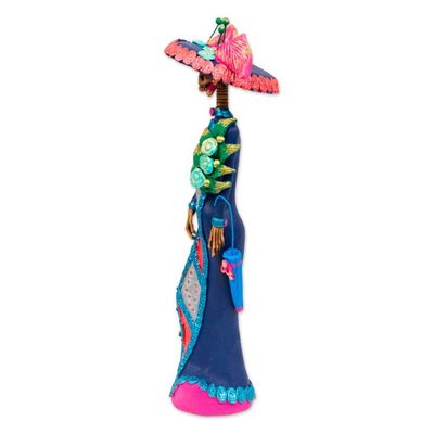 Alternate image for Artisan Crafted Ceramic Catrina Statuette La Catrina Estrella
