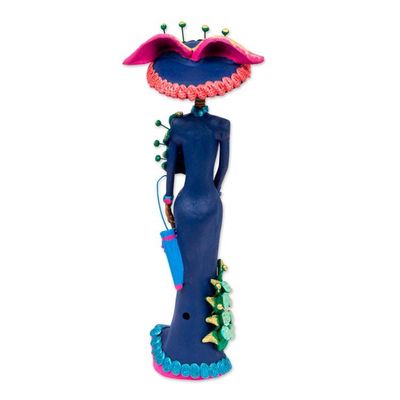 Alternate image for Artisan Crafted Ceramic Catrina Statuette La Catrina Estrella