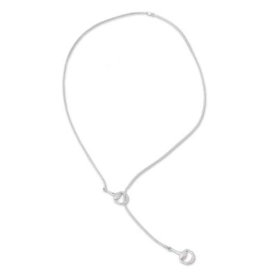 Alternate image for Sterling Silver Stirrup Lariat Necklace from Mexico Gleaming Stirrups