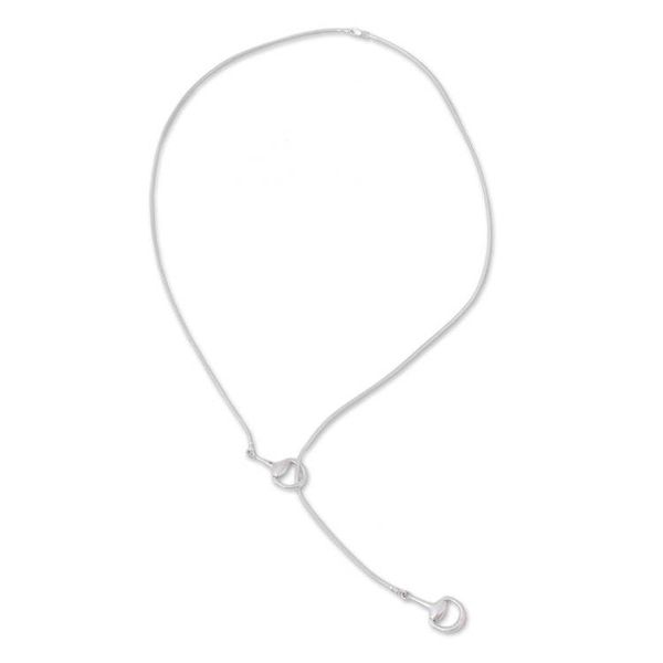 Alternate image for Sterling Silver Stirrup Lariat Necklace from Mexico Gleaming Stirrups