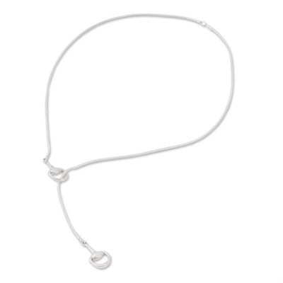 Alternate image for Sterling Silver Stirrup Lariat Necklace from Mexico Gleaming Stirrups