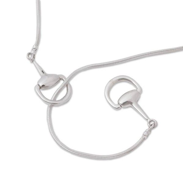 Alternate image for Sterling Silver Stirrup Lariat Necklace from Mexico Gleaming Stirrups