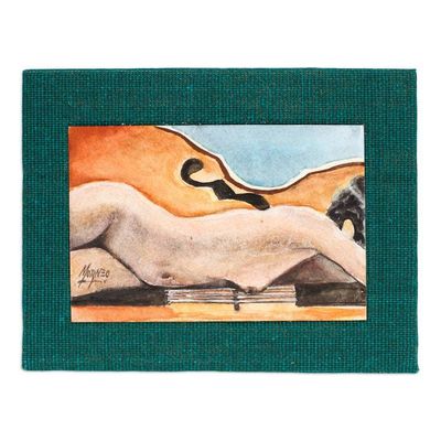 Primary image for Stretched Expressionist Painting of Nude Woman and Cello Woman on an Instrument