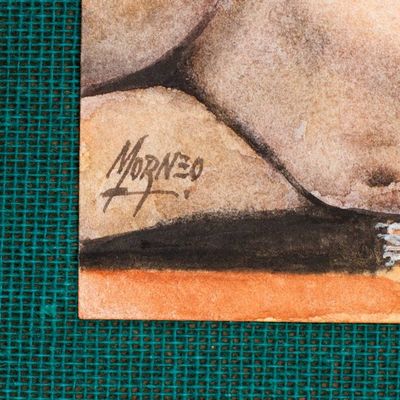 Alternate image for Stretched Expressionist Painting of Nude Woman and Cello Woman on an Instrument