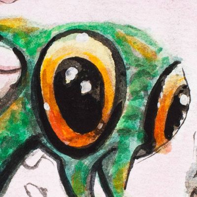 Alternate image for Expressionist Green Watercolor Alebrije Bird Painting Green Bird Alebrije