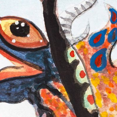 Alternate image for Traditional Red and Blue Watercolor Alebrije Dragon Painting Fire Dragon Alebrije