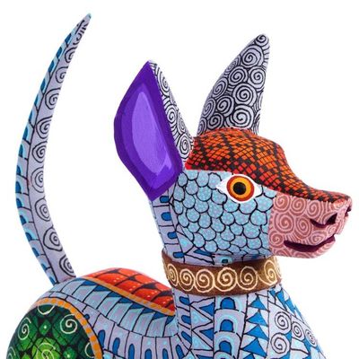 Alternate image for Blue Copal Wood Mexican Hairless Dog Alebrije from Mexico Mexican Hairless Dog in Jade