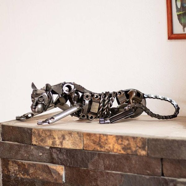 Alternate image for Unique Recycled Auto Parts Panther Sculpture Rustic Panther