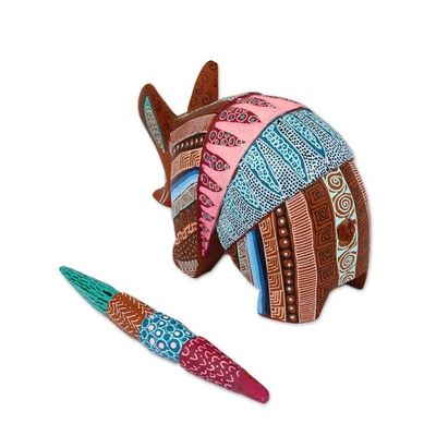 Alternate image for Handcrafted Copal Wood Alebrije Armadillo Figurine Enchanting Armadillo